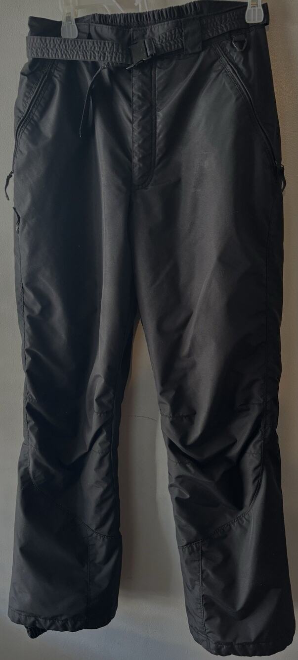 Columbia Women’s M Black Insulated Ski Snow Pants Belted Winter READ Flaws